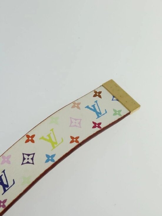 LOUIS VUITTON Monogram Multicolor Ceinture Carre Belt White M9270U LV Auth MY153